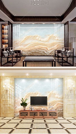 高清大理石纹抽象新中式山水流苏图片素材 效果图下载