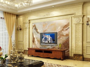 山水大理石纹简约现代中式背景墙江山如画